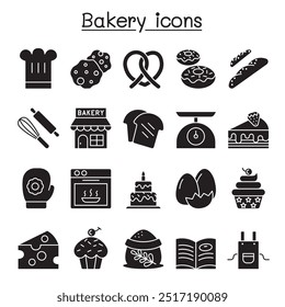 Bakery icons set in glyph style