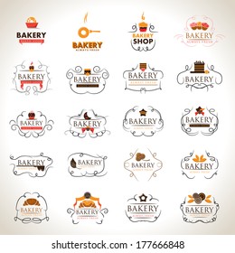 Bakery Icons Set - Isolated On Gray Background - Vector Illustration, Graphic Design Editable For Your Design.