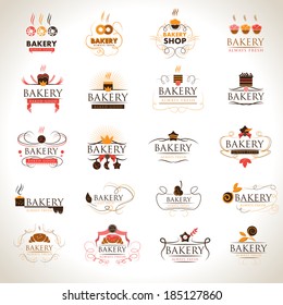 Bakery Icons Set - Isolated On Gray Background - Vector Illustration, Graphic Design Editable For Your Design.