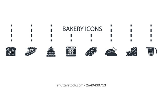 bakery icons set isolated on White Background Flat style design
