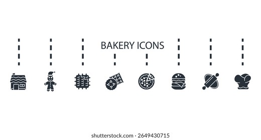 bakery icons set isolated on White Background Flat style design