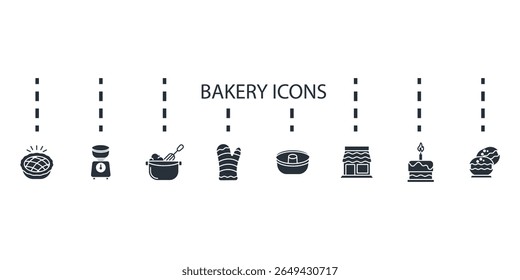 bakery icons set isolated on White Background Flat style design