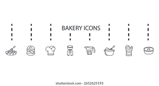 bakery icons set isolated on White Background Flat style design