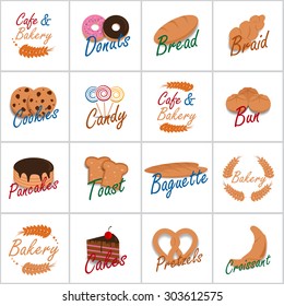 Bakery Icons Set - Isolated On White Background - Vector Illustration, Graphic Design, Editable For Your Design  