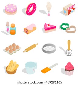 Bakery icons set. Isometric 3d illustration of bakery vector icons isolated on white background