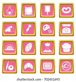 Bakery icons set in pink color isolated vector illustration for web and any design