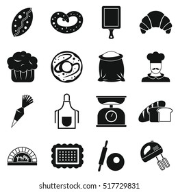 Bakery icons set. Simple illustration of 16 bakery vector icons for web