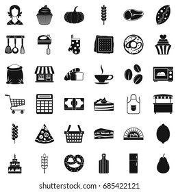 Bakery icons set. Simple style of 36 bakery vector icons for web isolated on white background