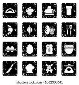 Bakery icons set vector grunge isolated on white background 