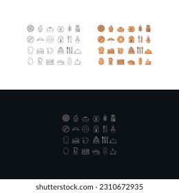 Iconos de panadería. Ilustración vectorial.