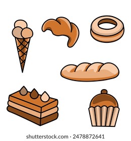 Bakery icons set vector illustration 