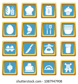 Bakery icons set vector sapphirine square isolated on white background 