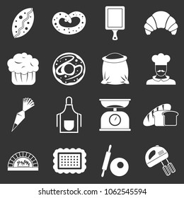 Bakery icons set vector white isolated on grey background 