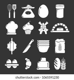 Bakery icons set vector white isolated on grey background 