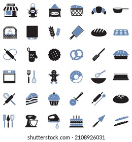 Bakery Icons. Two Tone Flat Design. Vector Illustration.