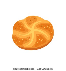Bakery illustration. Bread icon of wheat food product. Loaf of rye and wheat bread, french baguette and croissant, cake, cupcake and toast, cookie, bun and bagel, baker