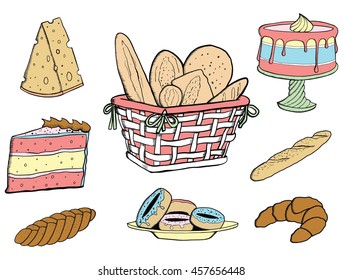 Bakery Illustration Collection in Color- Vector Design