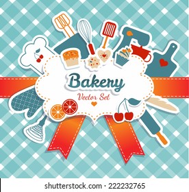 Bakery illustration. Kitchen background.