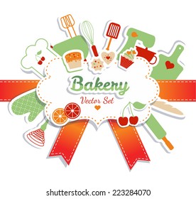 Bakery illustration. Kitchen background.