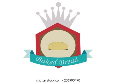 bakery illustration over stamp background, label bread with a crown