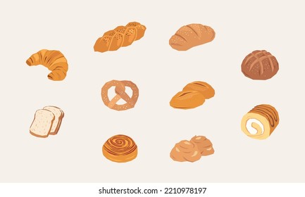 Bakery illustration pack in flat design
