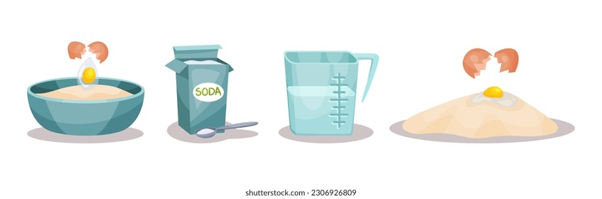 Bakery Ingredients and Stuff for Cake Preparation Vector Set