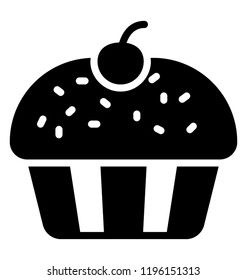 Bakery item cupcake topped with chocolate chips and strawberry 