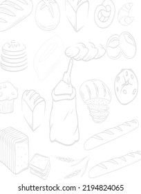 Bakery items background for poster, flyer, banner, or social media post. vector eps 10 with RGB color.