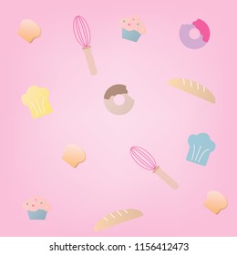 bakery items with pink background