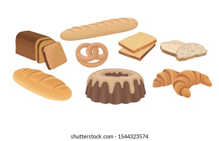 Bakery Items Vector Set Isolated On White Background