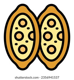 Bakery khachapuri icon outline vector. Bread food. Meal dish color flat