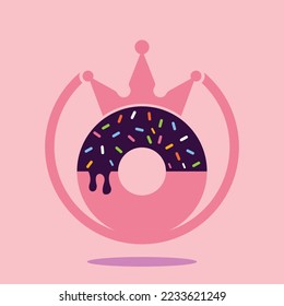 Bakery king vector logo design. Donut with king crown icon logo design.