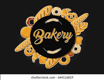 Bakery label with different bread