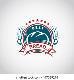 bakery label image with ribbon and bread