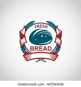 bakery label image with ribbon and bread