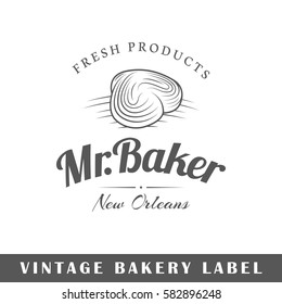 Bakery label isolated on white background. Design element. Template for logo, signage, branding design. Vector illustration
