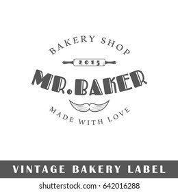 Bakery label isolated on white background. Design element. Template for logo, signage, branding design. Vector illustration