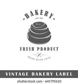 Bakery label isolated on white background. Design element. Template for logo, signage, branding design. Vector illustration
