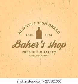 bakery label on yellow grunge background