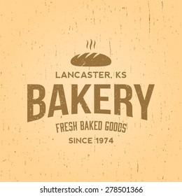 bakery label on yellow grunge background