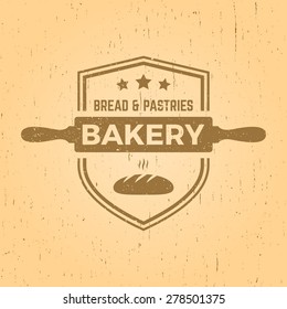 bakery label on yellow grunge background