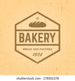 bakery label on yellow grunge background