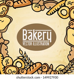 bakery label over vintage background vector illustration 