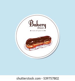 Bakery label. Vector hand drawn. Design template