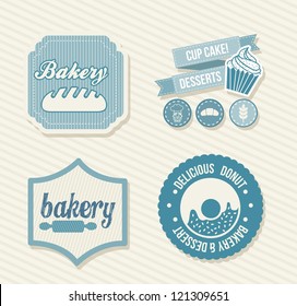 bakery labels over beige background. vector illustration