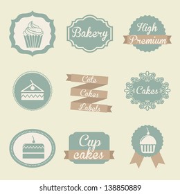 bakery labels over beige background. vector illustration