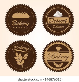 bakery labels over pink background vector illustration