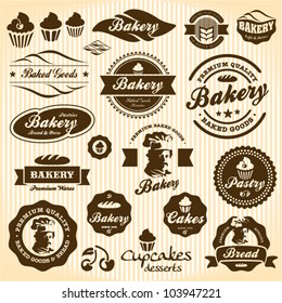 Bakery labels retro style vintage set