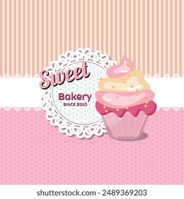 Bakery lace background and menu concept bakery and cupcake