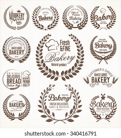 Bakery laurel wreath retro labels